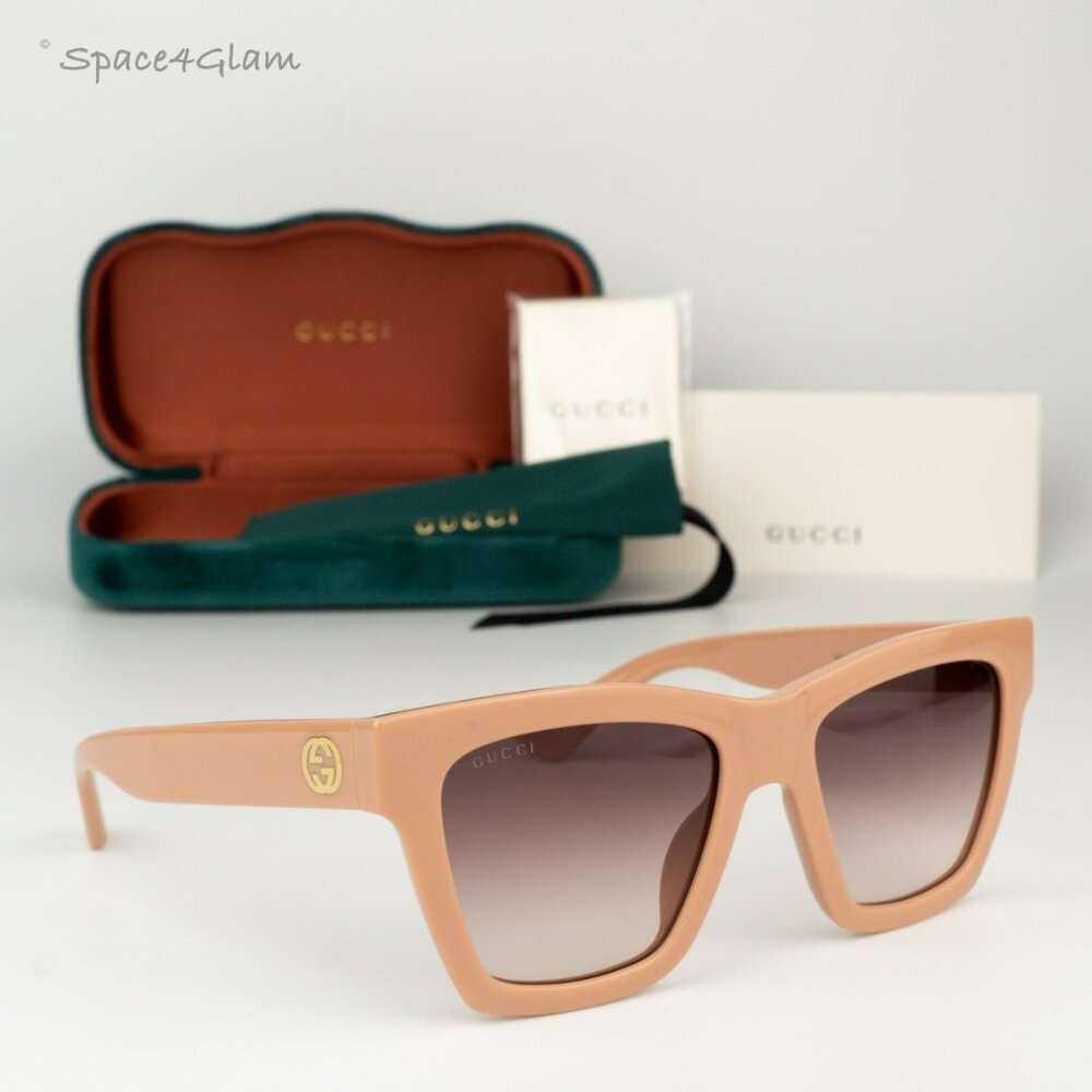 NEW Gucci GG1714S 005 Cloud Rose Pink Brown Gradient Women Square Sunglasses